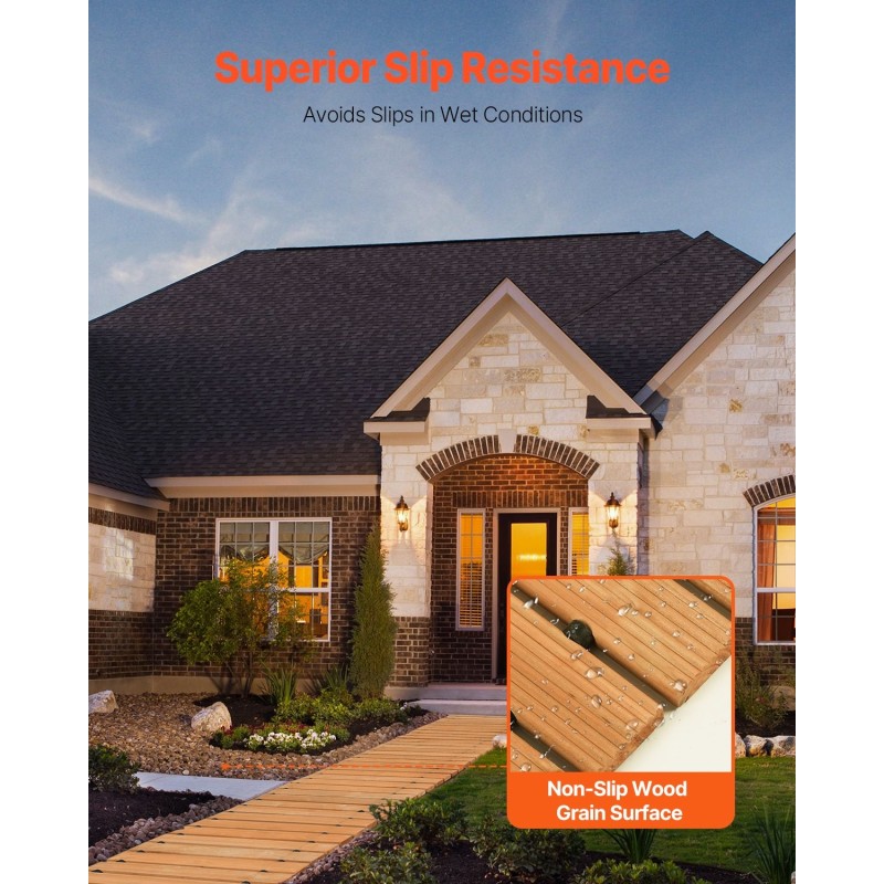 Puinen rullattava liukastumista ehkäisevä puutarhapolku painekyllästettyä seetripuuta 144 tuumaa ja 22 tuumaa