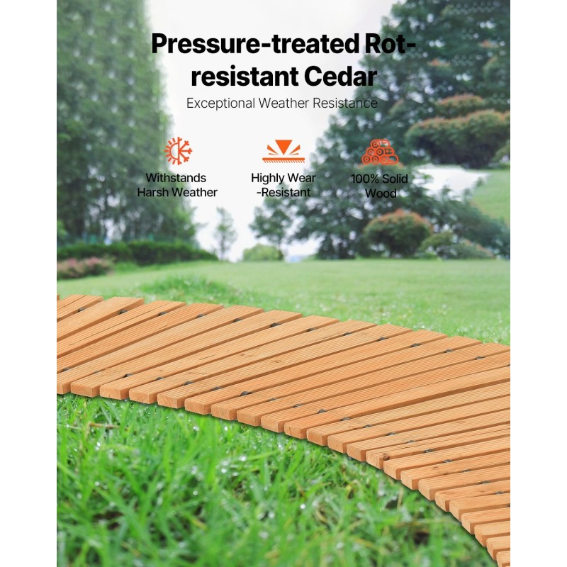 Rullattava setripuu puutarhapolku luistamattomalla pinnalla 96 tuumaa pitkä 17 tuumaa leveä