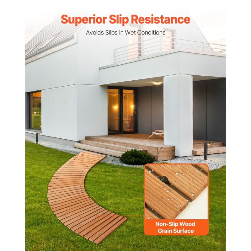 Rullattava setripuu puutarhapolku luistamattomalla pinnalla 96 tuumaa pitkä 17 tuumaa leveä