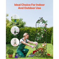 Metallinen köynnöstuki kolmekymmentäkahdeksan senttimetriä leveä satakolmekymmentäkaksi senttimetriä korkea musta kiipeileville