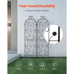 Metallinen köynnöstuki 2 kpl 152 x 38 cm jauhemaalattu musta puutarhaan