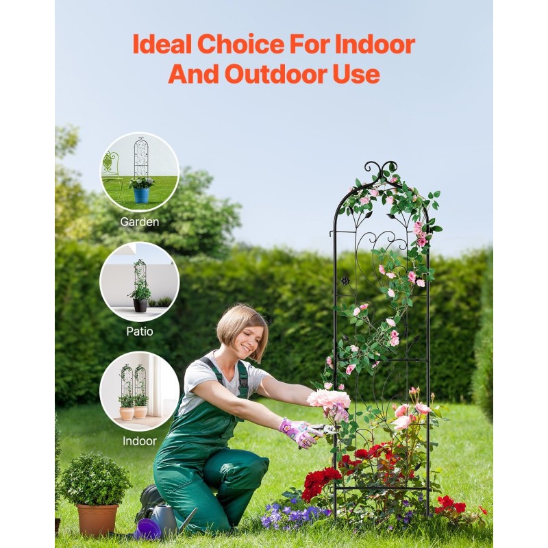 Metallinen köynnöstuki 2 kpl 152 x 38 cm jauhemaalattu musta puutarhaan