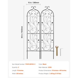 Metallinen köynnöstuki 2 kpl 152 x 38 cm jauhemaalattu musta puutarhaan