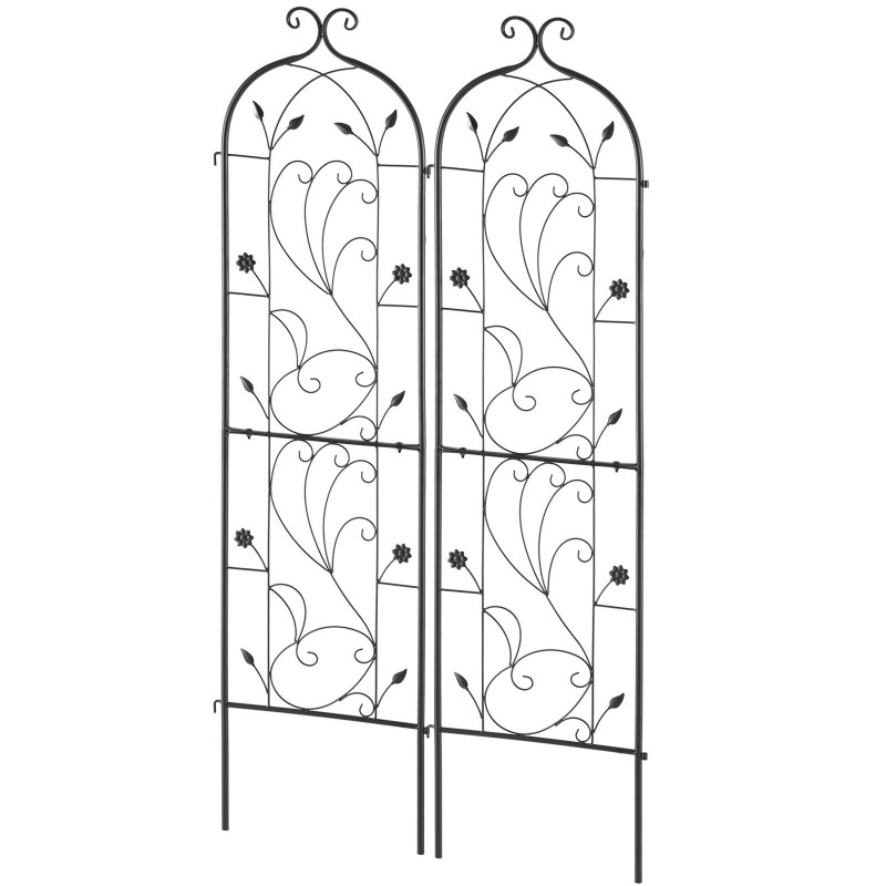 Metallinen köynnöstuki 2 kpl 152 x 38 cm jauhemaalattu musta puutarhaan