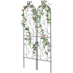 Metallinen köynnöstuki 2 kpl 152 x 38 cm jauhemaalattu musta puutarhaan