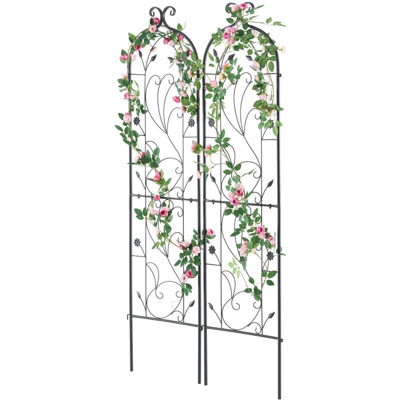 Metallinen köynnöstuki 2 kpl 152 x 38 cm jauhemaalattu musta puutarhaan