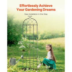 Metallinen köynnöstuki teräsrunko jauhemaalattu musta 51×220 cm 2 kpl