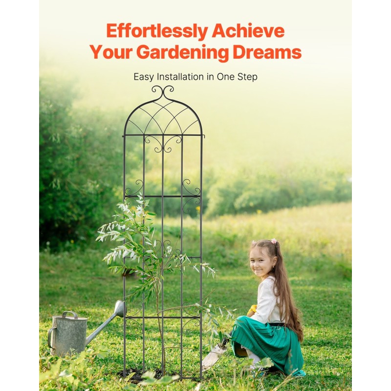 Metallinen köynnöstuki teräsrunko jauhemaalattu musta 51×220 cm 2 kpl