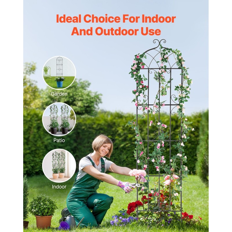 Metallinen köynnöstuki teräsrunko jauhemaalattu musta 51×220 cm 2 kpl