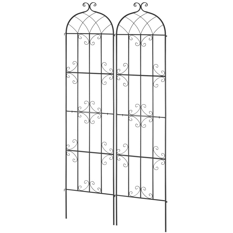 Metallinen köynnöstuki teräsrunko jauhemaalattu musta 51×220 cm 2 kpl