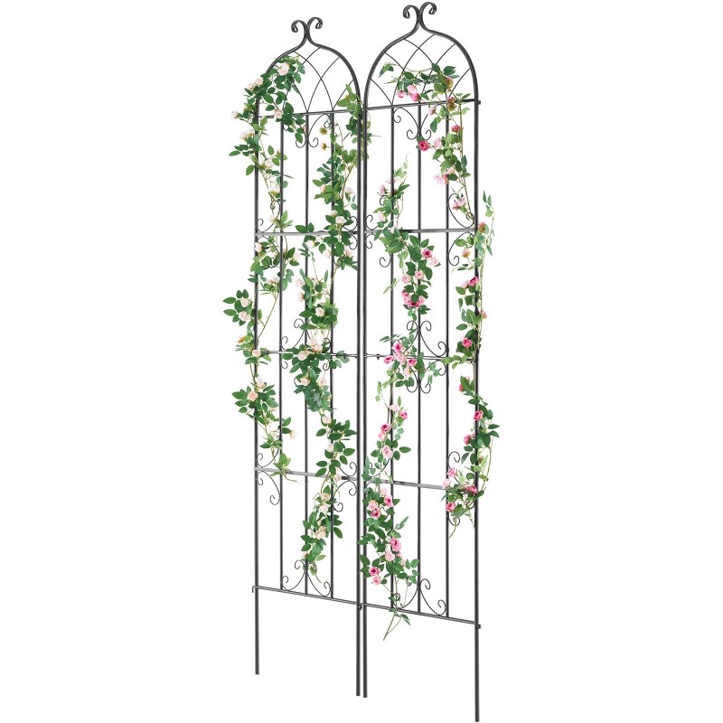 Metallinen köynnöstuki teräsrunko jauhemaalattu musta 51×220 cm 2 kpl