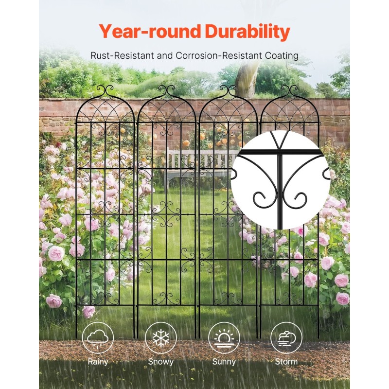 Metallinen köynnöstuki 4 kpl 220 cm korkea 51 cm leveä kiipeileville kasveille