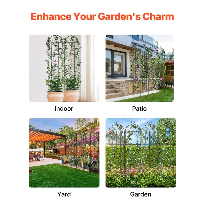 Metallinen köynnöstuki 4 kpl 220 cm korkea 51 cm leveä kiipeileville kasveille