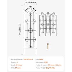 Metallinen köynnöstuki 4 kpl 220 cm korkea 51 cm leveä kiipeileville kasveille