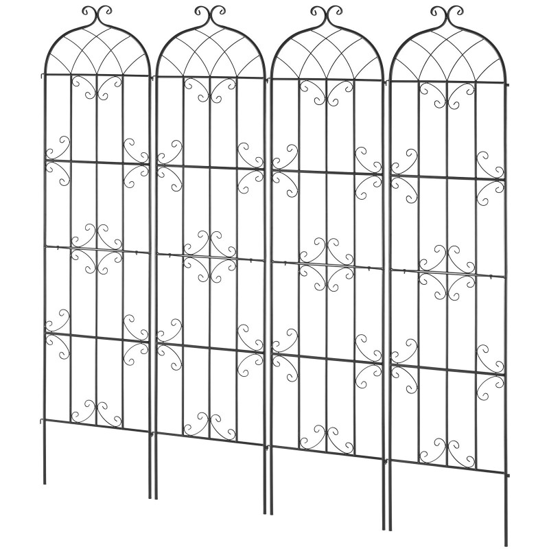 Metallinen köynnöstuki 4 kpl 220 cm korkea 51 cm leveä kiipeileville kasveille
