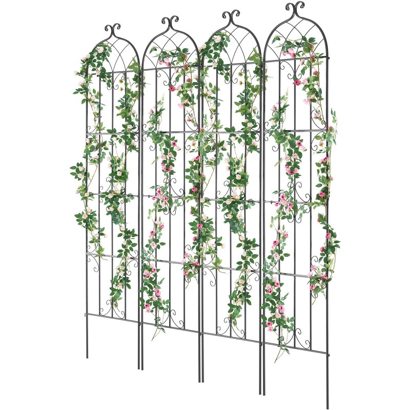 Metallinen köynnöstuki 4 kpl 220 cm korkea 51 cm leveä kiipeileville kasveille