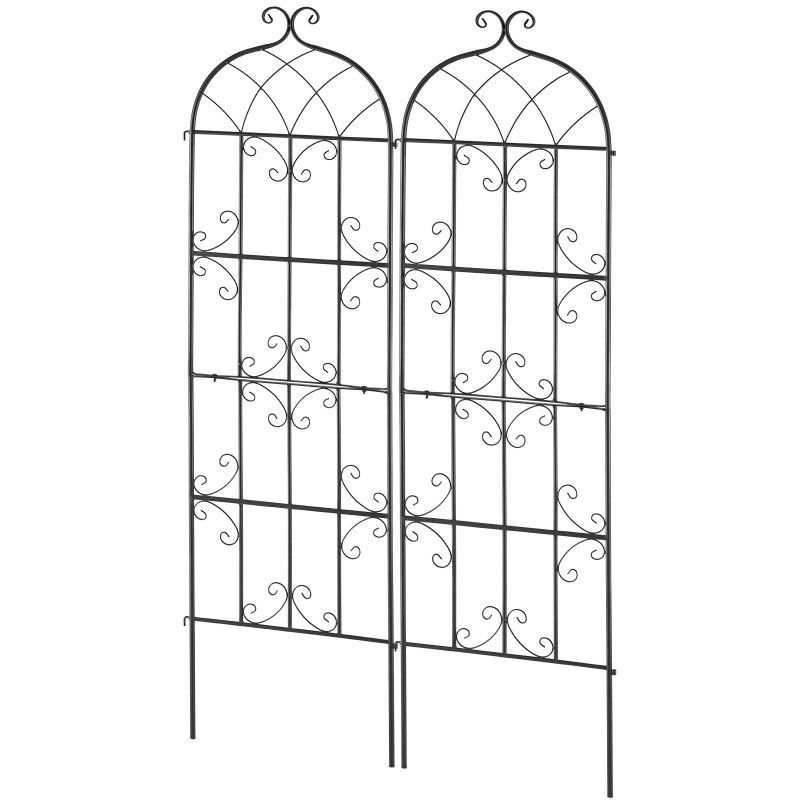 Metallinen teräsköynnöstuki 51 x 180 cm 2 kpl musta köynnöskasveille