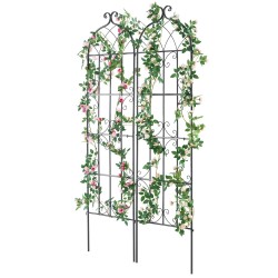 Metallinen teräsköynnöstuki 51 x 180 cm 2 kpl musta köynnöskasveille