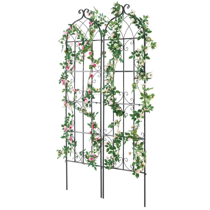 Metallinen teräsköynnöstuki 51 x 180 cm 2 kpl musta köynnöskasveille