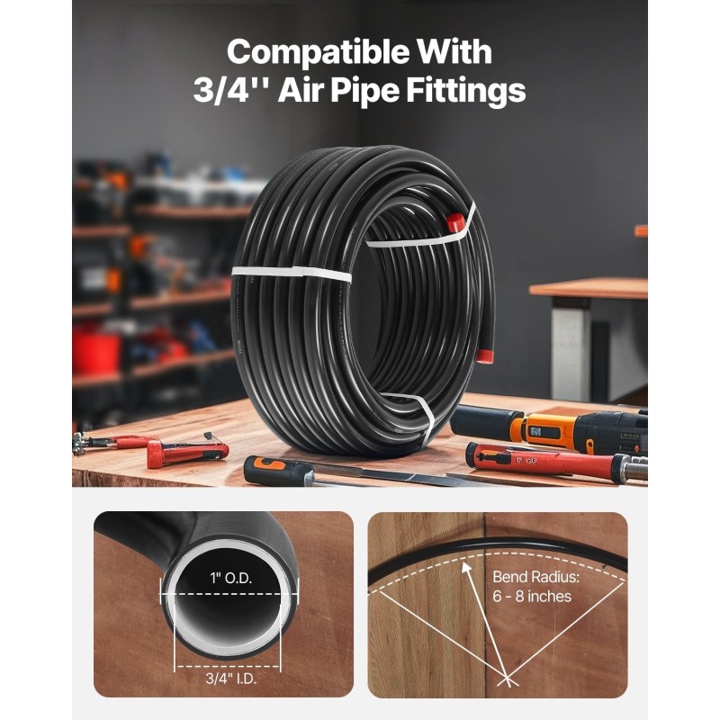 Paineilmaputkisarja kolmikerroksinen korkeatiheyksinen polyeteeni ja alumiini 30,48 metriä 19 millimetriä pajoihin