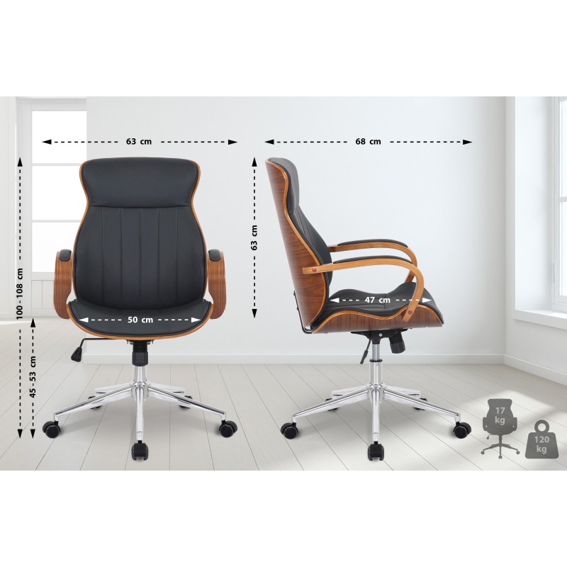 Tyylikäs keinonahkainen toimistotuoli säädettävällä korkeudella ja keinumistoiminnolla