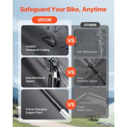 Polkupyöräteltta vedenpitävä Oxford-kangas lasikuitutangot yhdelle tai kahdelle polkupyörälle musta