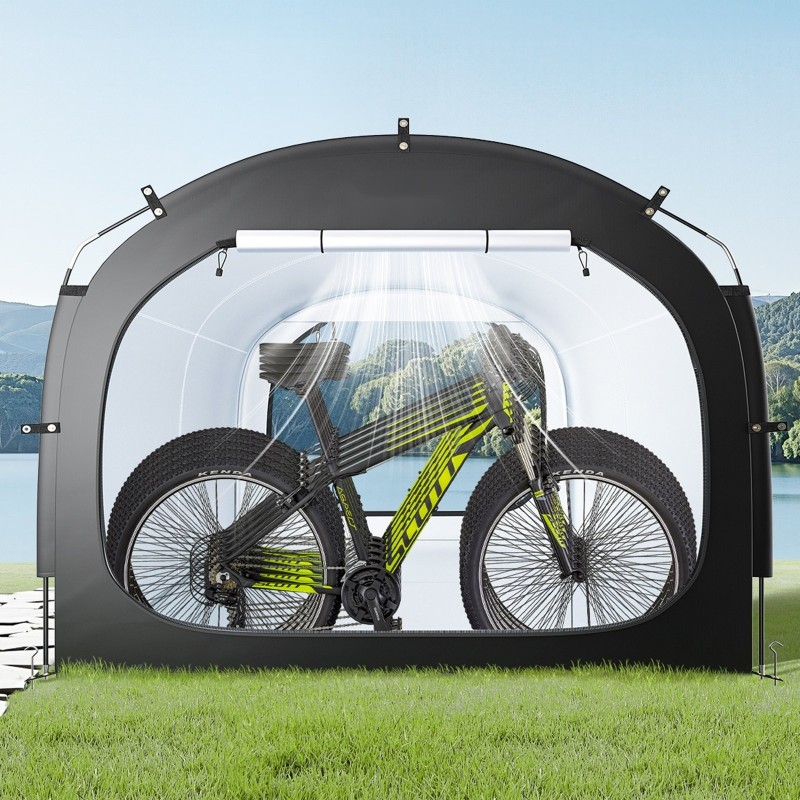 Pyöräteltta oxfordkangas lasikuitukaaret 5+ polkupyörälle PU4000 mm ilmanvaihtoikkunalla