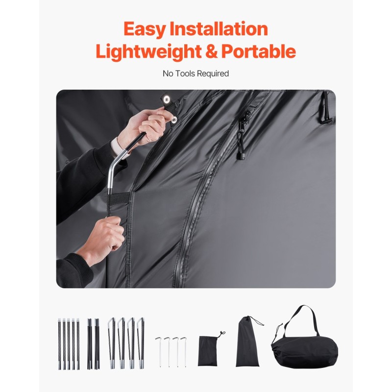 Pyöräsäilytysteltta 3–4 polkupyörälle Oxford-kangas 4000 mm vedenpitävä lasikuitutangot hengittävä ikkuna musta