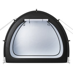 Pyöräteltta vedenpitävästä Oxford kankaasta lasikuiturangoilla 1 2 polkupyörälle musta tuuletusikkunalla