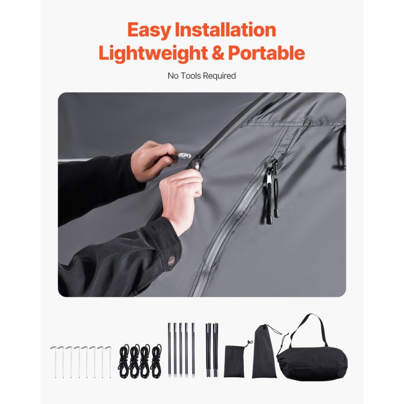 Pyöräteltta vedenpitävästä Oxford-kankaasta lasikuiturangoilla 1–2 polkupyörälle musta tuuletusikkunalla