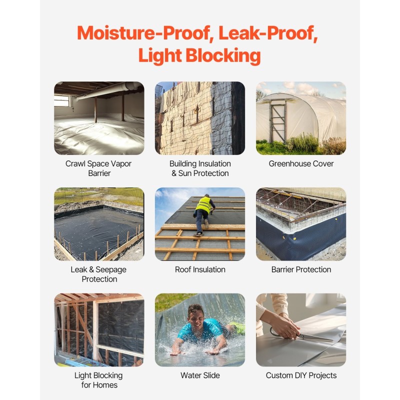 Polyeteenikalvo 0,2 mm 2 x 50 m hopeanharmaa maatalous- ja rakennuskäyttöön