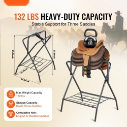 Taittuva hiiliteräksinen satulateline kahdelle satulalle kaksi tasoa mattamusta