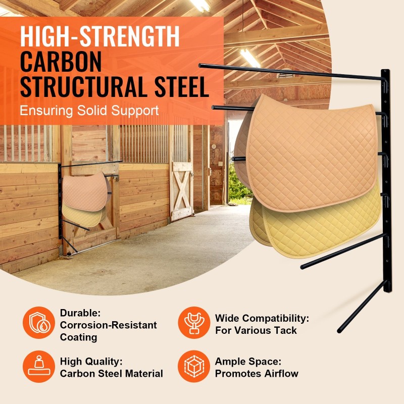 Seinään asennettava satulateline täyshitsattu teräs kuusi kääntyvää vartta musta ruosteenestopinnoite