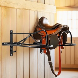 Seinään asennettava hiiliteräksinen satulateline 8-osainen mattamusta