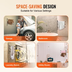 Seinään asennettava satulateline hitsattu teräsrunko kolme tasoa kaksiosainen musta