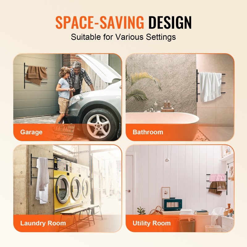 Seinään asennettava satulateline hitsattu teräsrunko kolme tasoa kaksiosainen musta