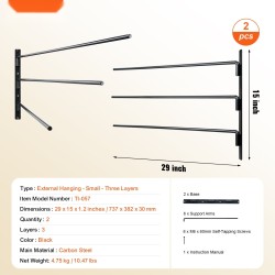 Seinään asennettava satulateline hitsattu teräsrunko kolme tasoa kaksiosainen musta