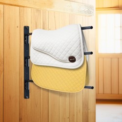 Seinään asennettava satulateline hitsattu teräsrunko kolme tasoa kaksiosainen musta