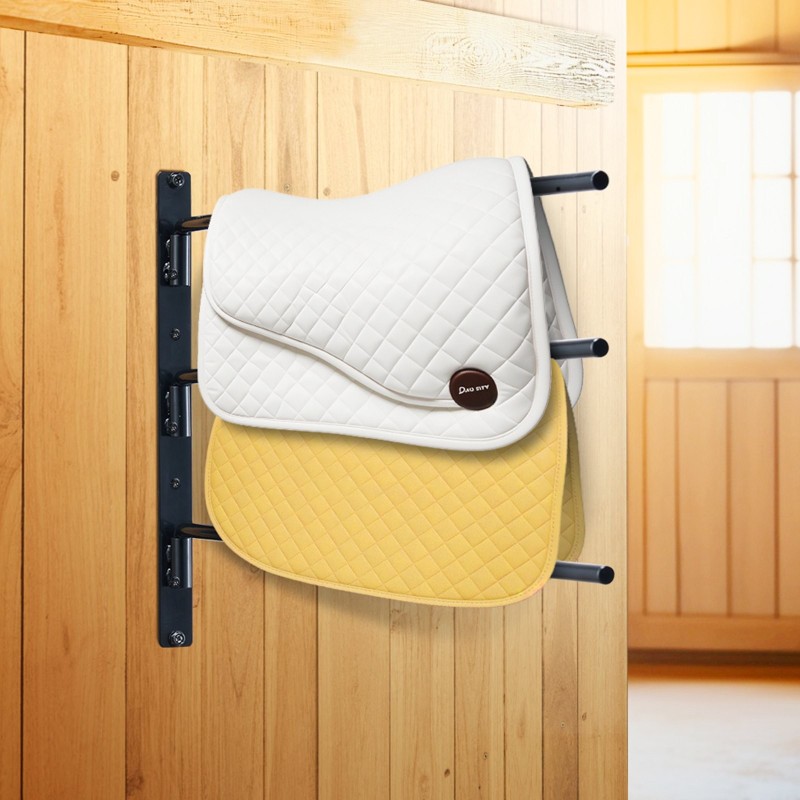 Seinään asennettava satulateline hitsattu teräsrunko kolme tasoa kaksiosainen musta