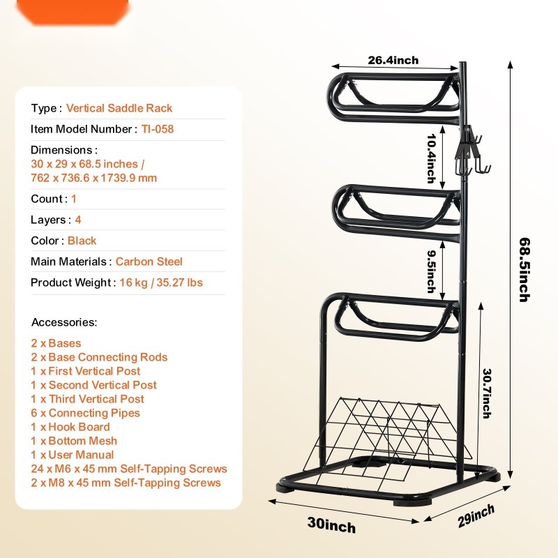 Satulateline teräs täysin hitsattu nelitasoinen musta satulahuoneeseen