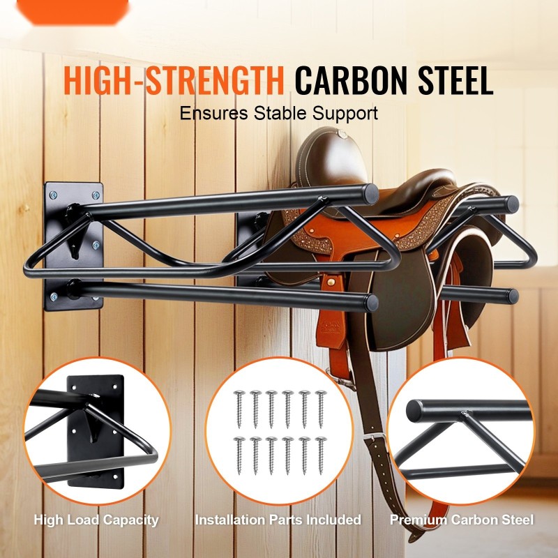 Seinään kiinnitettävä satulateline hiiliteräs mattamusta 2 kpl