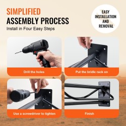 Seinään kiinnitettävä satulateline hiiliteräs mattamusta 2 kpl