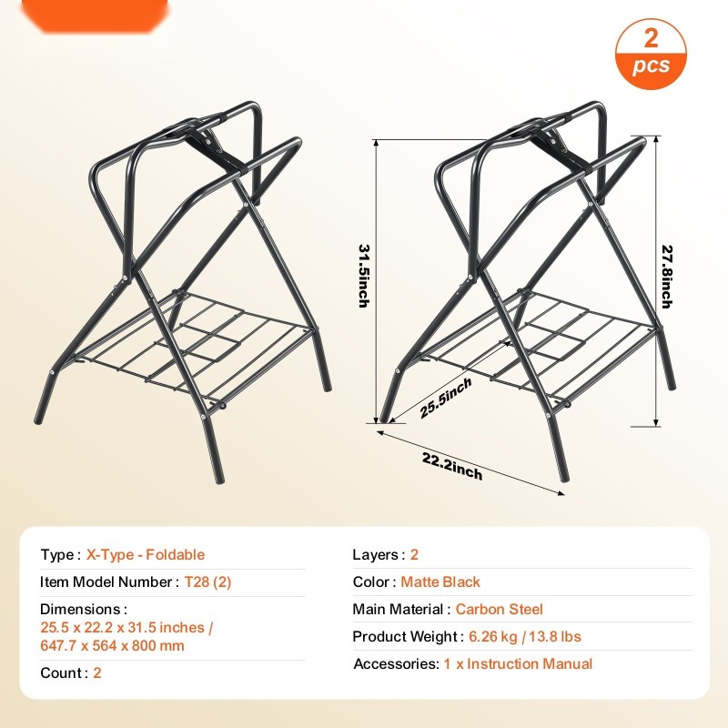 Satulateline taittuva hiiliteräsrunko ruosteenkestävällä pinnoitteella 2 kpl satuloille ja loimille
