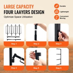 Satulateline seinään kiinnitettävä nelitasoinen täyshitsattu ruosteenkestävä teräs