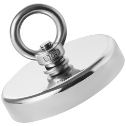 Neodyymikalastusmagneetti 454 kg vetovoima halkaisija 90 mm korkeus 18 mm ruosteenkestävä runko