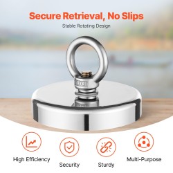 Neodyymikalastusmagneetti 454 kg vetovoima halkaisija 90 mm korkeus 18 mm ruosteenkestävä runko