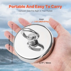 Neodyymikalastusmagneetti 454 kg vetovoima halkaisija 90 mm korkeus 18 mm ruosteenkestävä runko