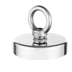 Neodyymikalastusmagneetti N35 318 kg vetovoima läpimitta 75 mm ruosteenkestävä runko