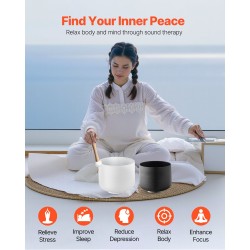 Kristalliset sointukulhot 99,99-prosenttinen puhdas kristalli 8- ja 10-tuumaiset jooga- ja meditaatiokäyttöön