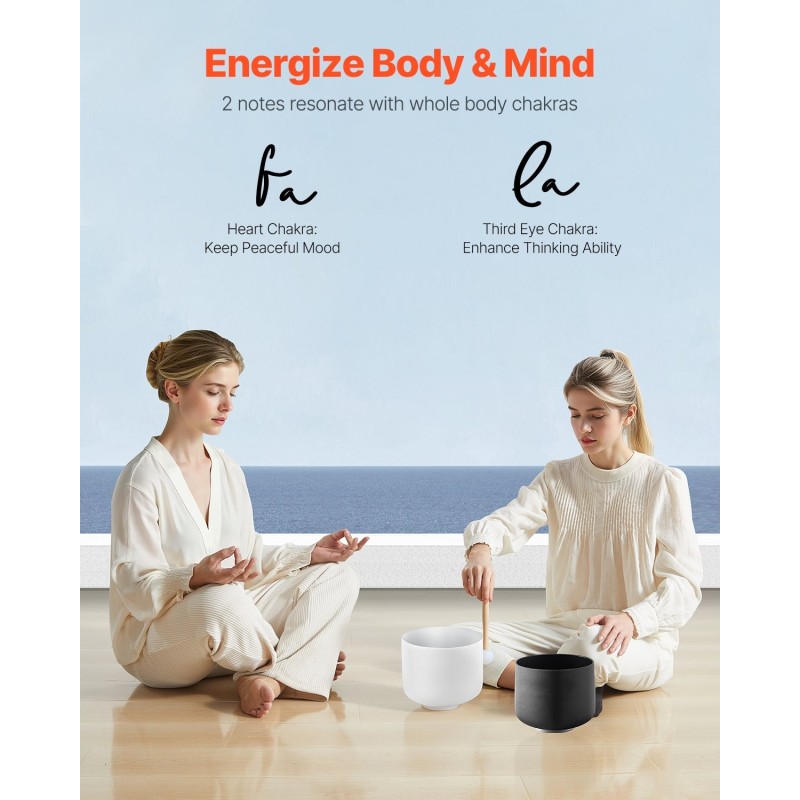 Kristalliset sointukulhot 99,99-prosenttinen puhdas kristalli 8- ja 10-tuumaiset jooga- ja meditaatiokäyttöön